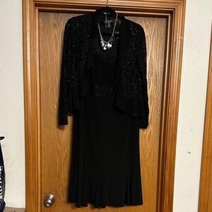 R&M Richards Black Dress with Jacket and Necklace